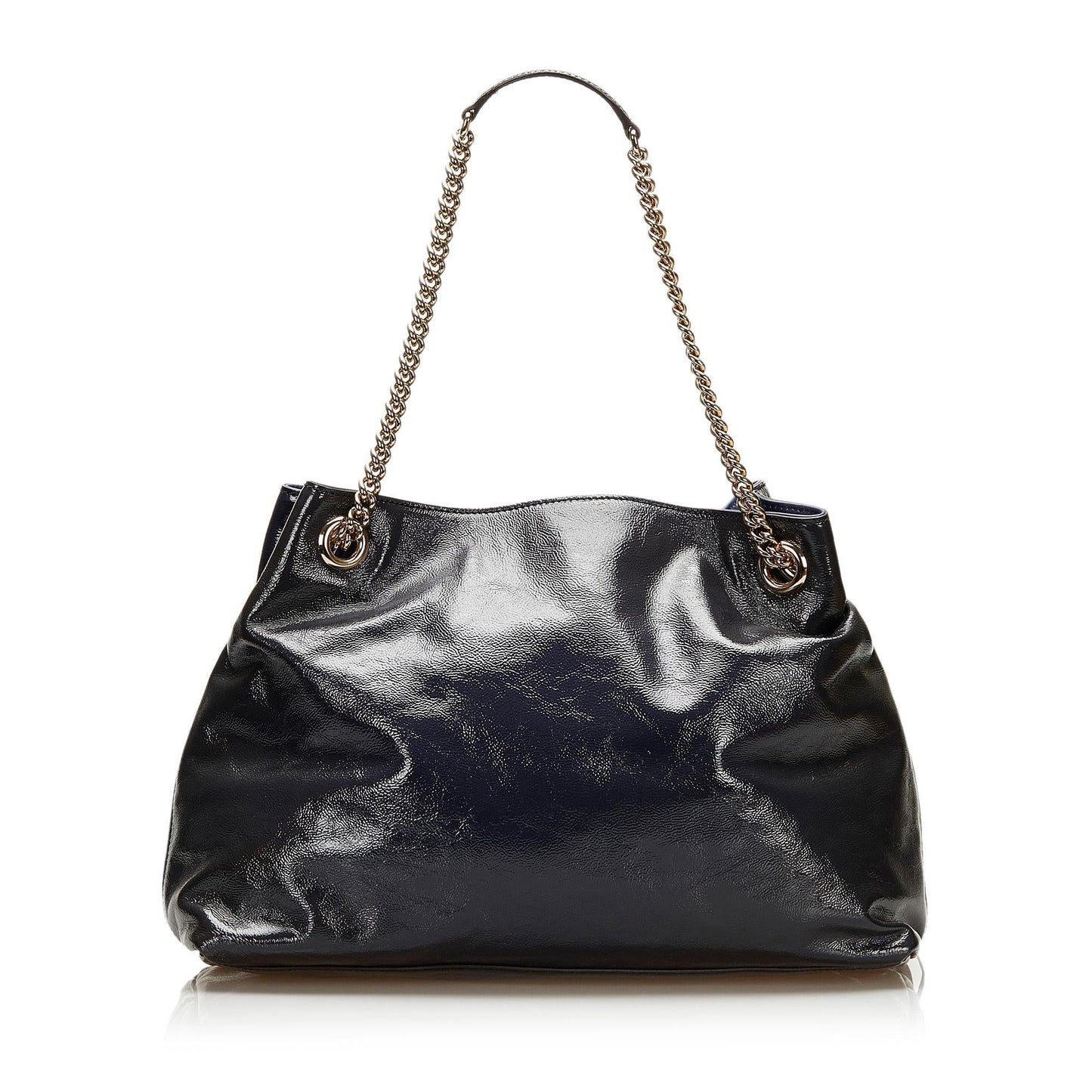 Gucci Soho Chain SHG-6iuy6S Leather Patent Blue Medium Tote Bag