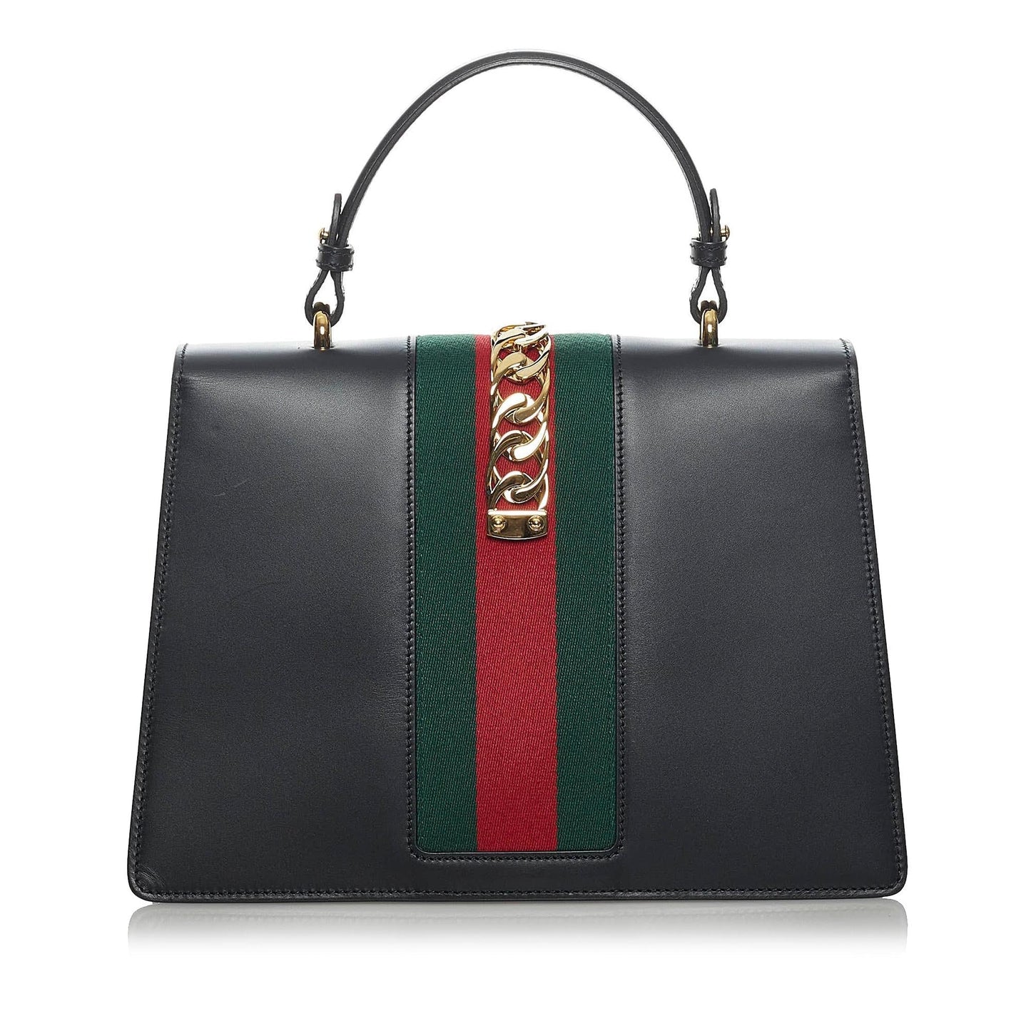 Gucci Sylvie SHG Leather Calf Black Medium Satchel Bag