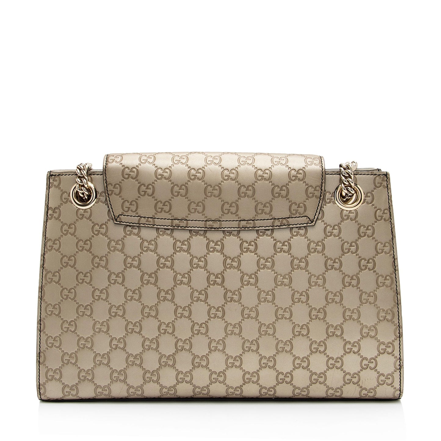 Gucci Metallic Guccissima Emily SHF-tKZxyz Leather Gold Large Crossbody Bag