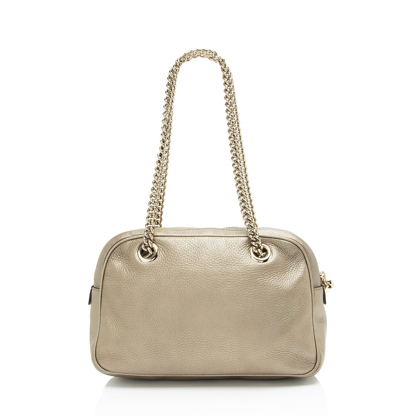 Gucci Metallic Soho Leather Silver Small Chain Shoulder Bag