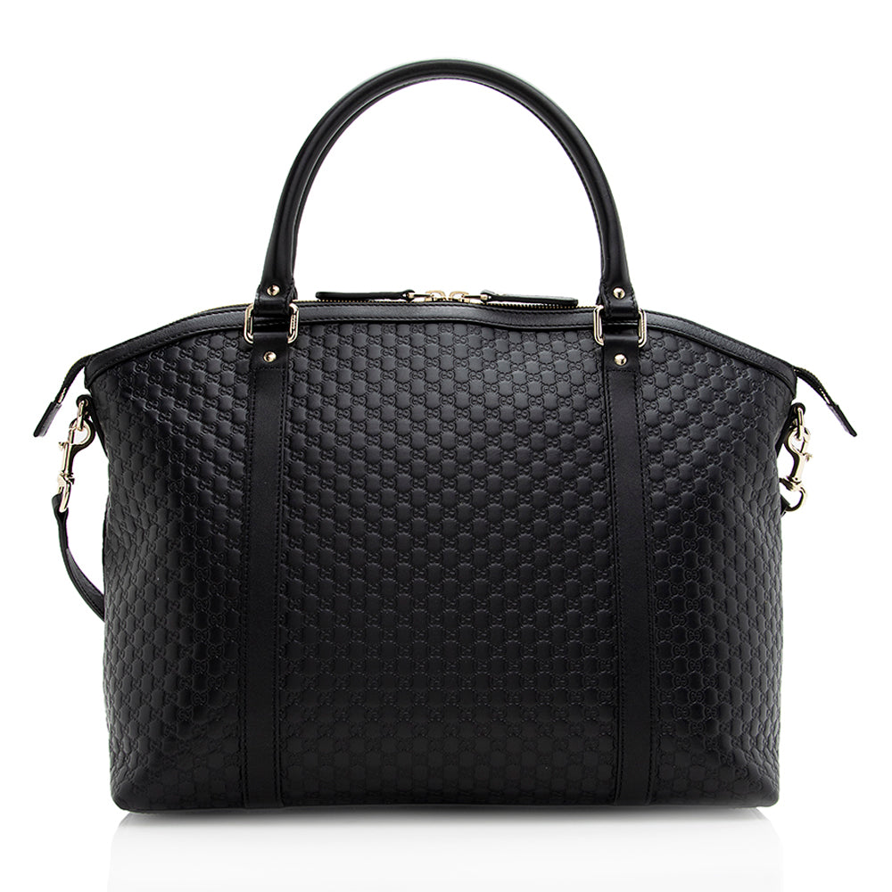 Gucci Microguccissima Dome SHF Leather Black Large Satchel Bag