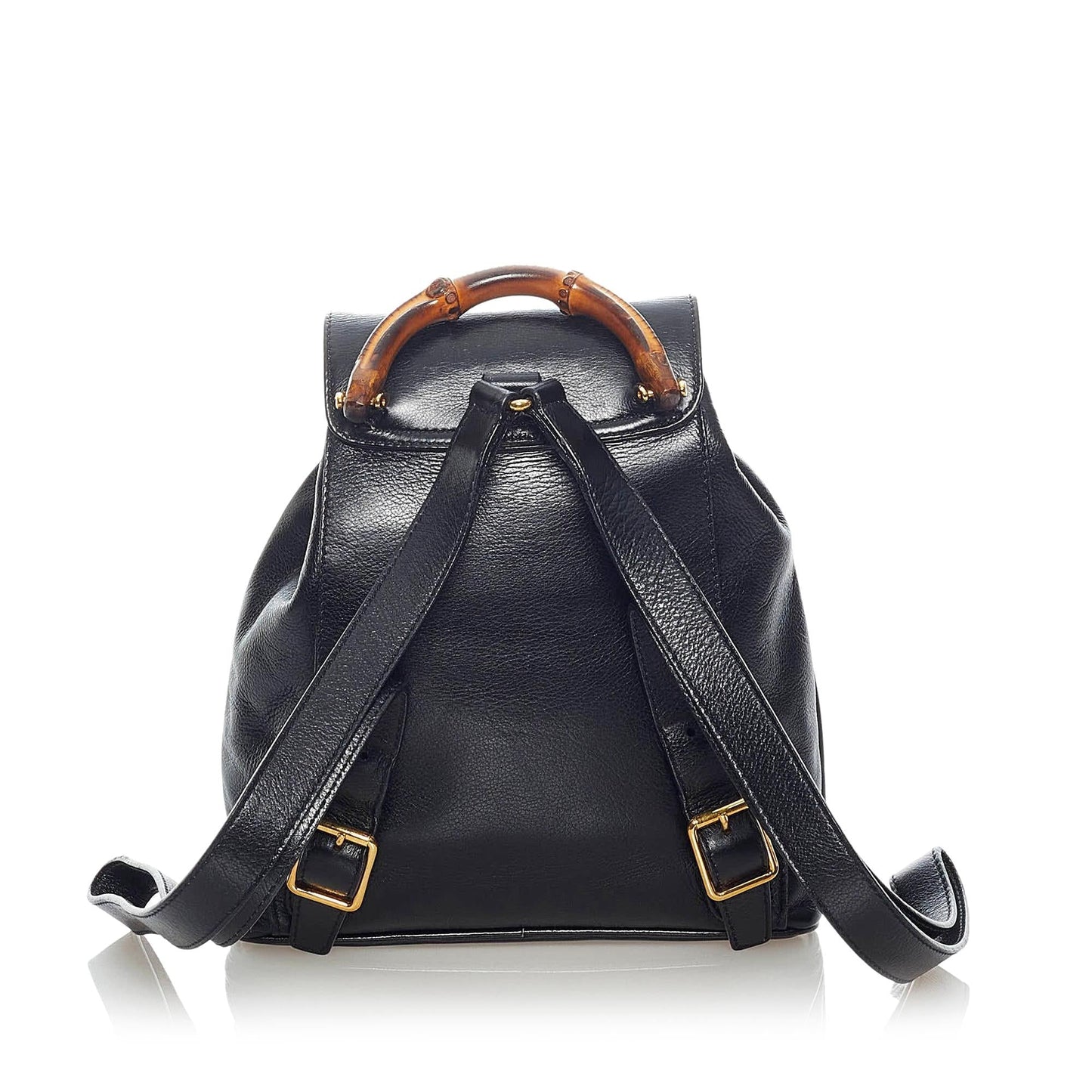 Gucci Bamboo Drawstring Backpack SHG Leather Calf Black Mini Jewelry