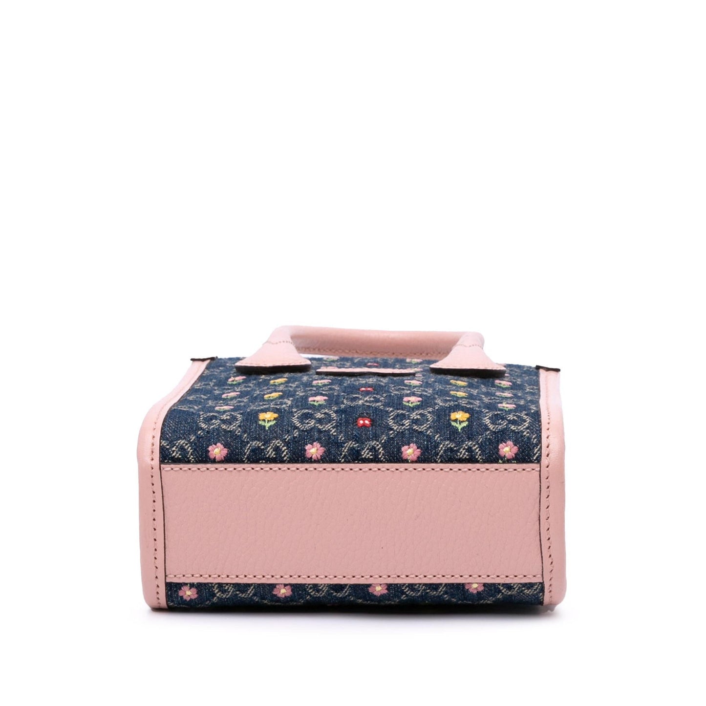 Gucci GG Interlocking G Flowers Denim Mini Tote Bag
