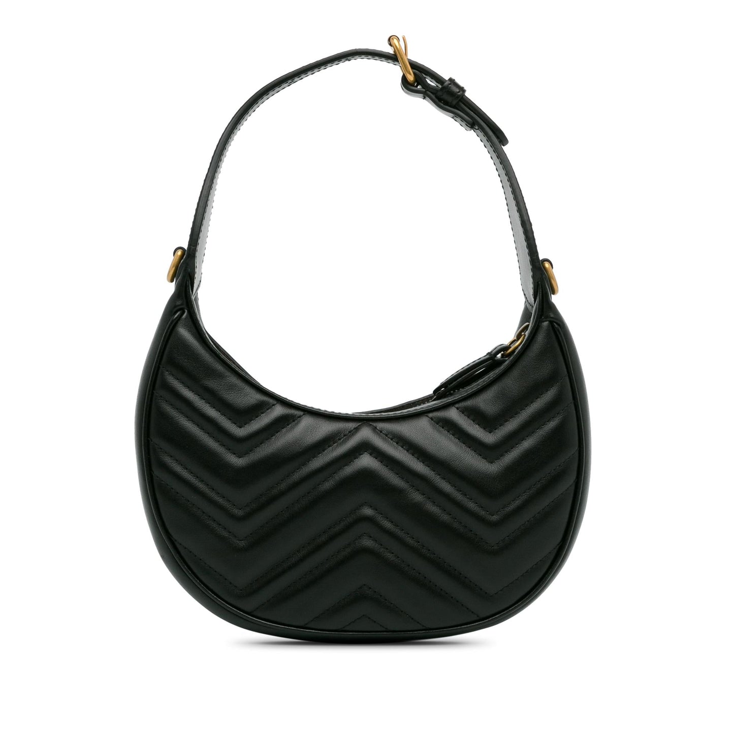 Gucci GG Marmont Half Moon SHG-ramOzt Calf Black Mini Satchel Bag
