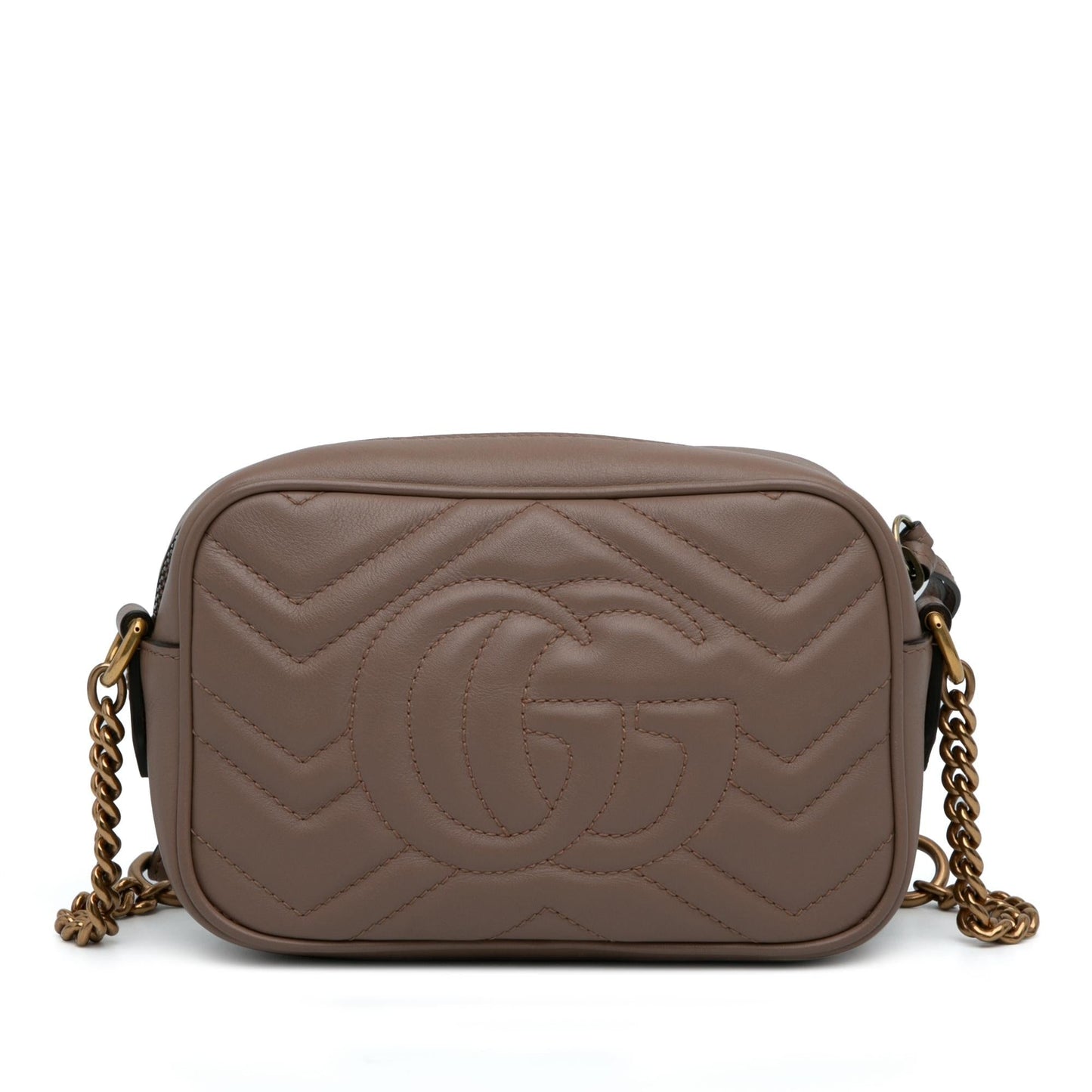 Gucci GG Marmont SHG-1DWPFZ Matelasse Calf Brown Mini Crossbody Bag