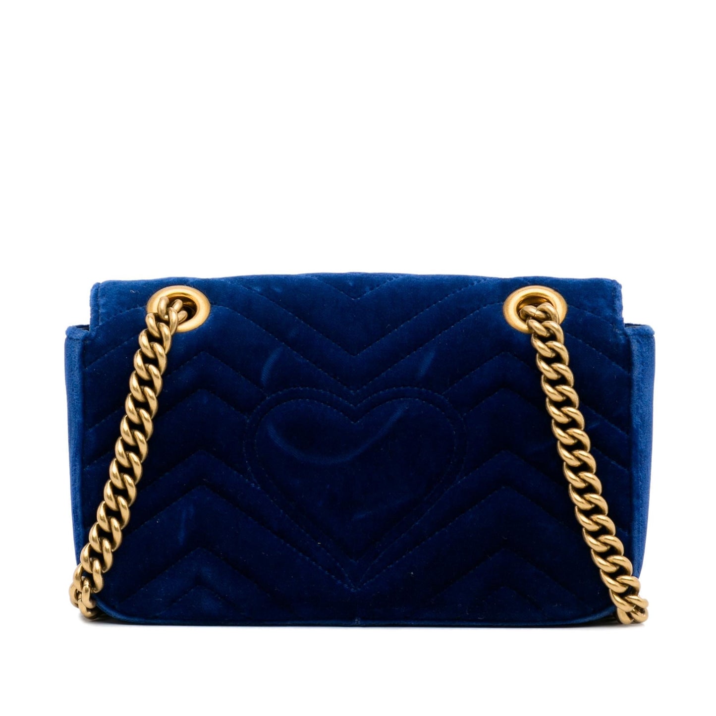 Gucci GG Marmont Velvet SHG-pu0QJn Matelasse Blue Mini Crossbody Bag
