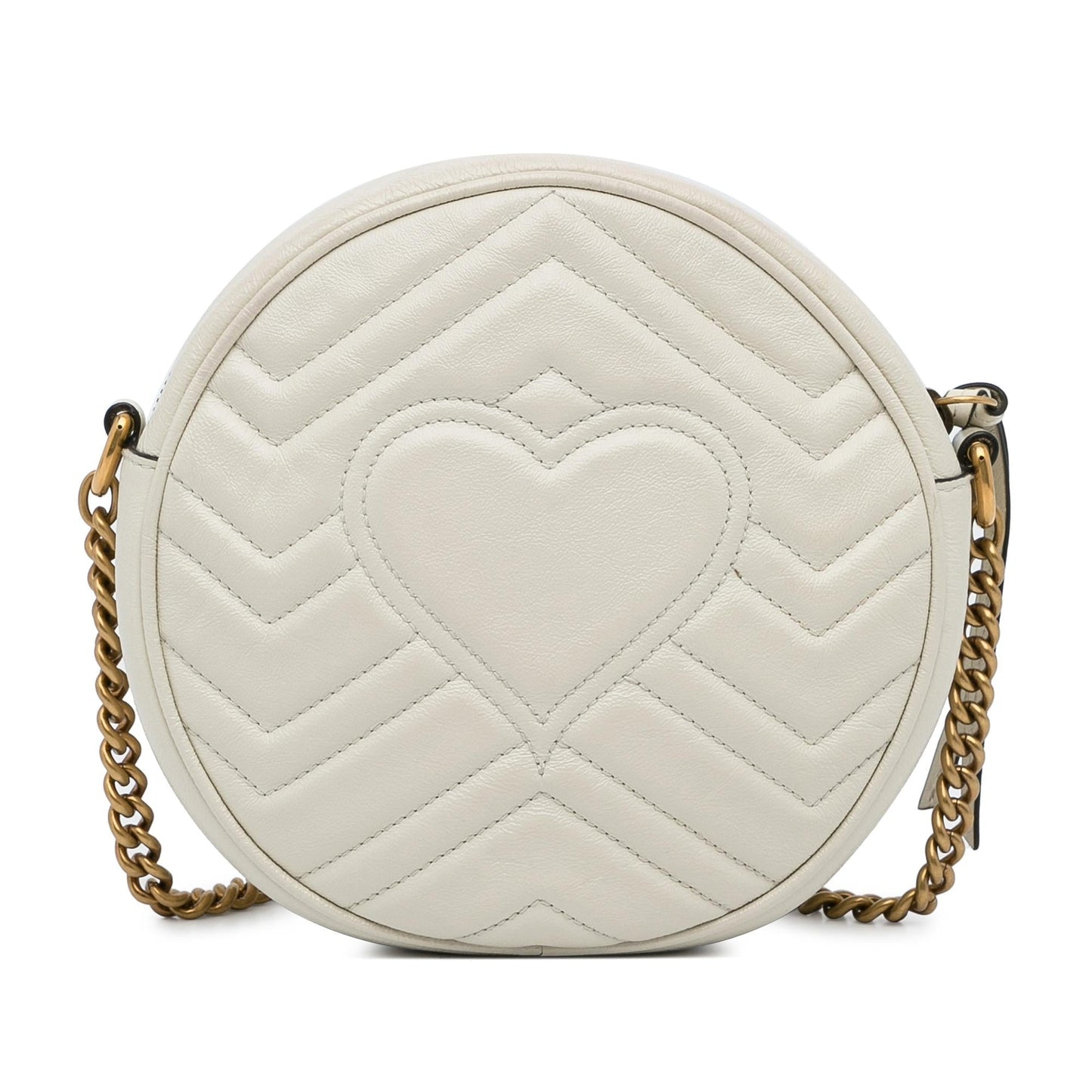 Gucci GG Marmont Round SHG-Djif6j Leather Calf White Mini Crossbody Bag