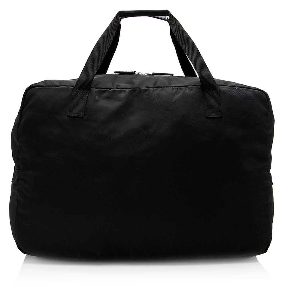 Gucci Duffel SHF Leather Nylon Black Travel Bag