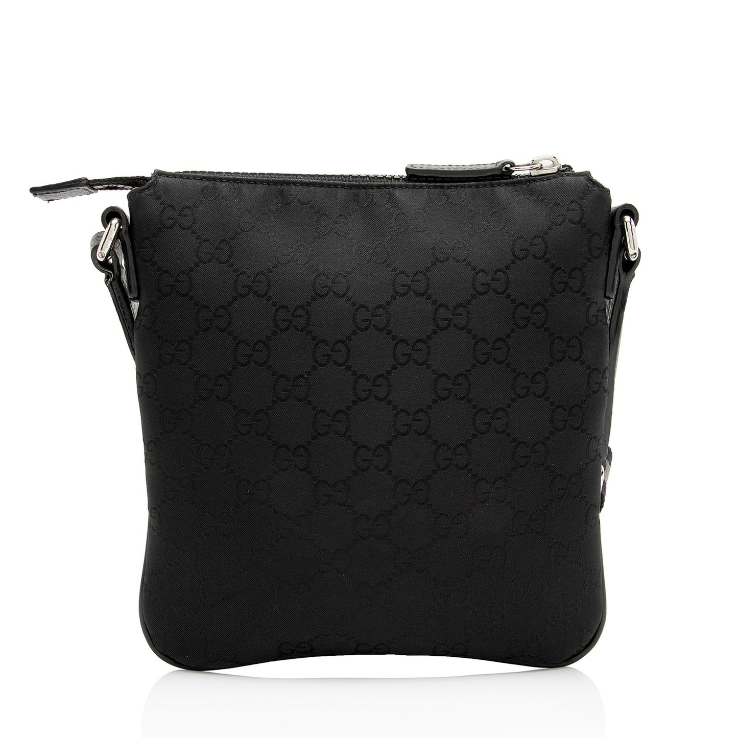 Gucci Flat Messenger SHF-uRak7p Monogram Leather Nylon Black Shoes