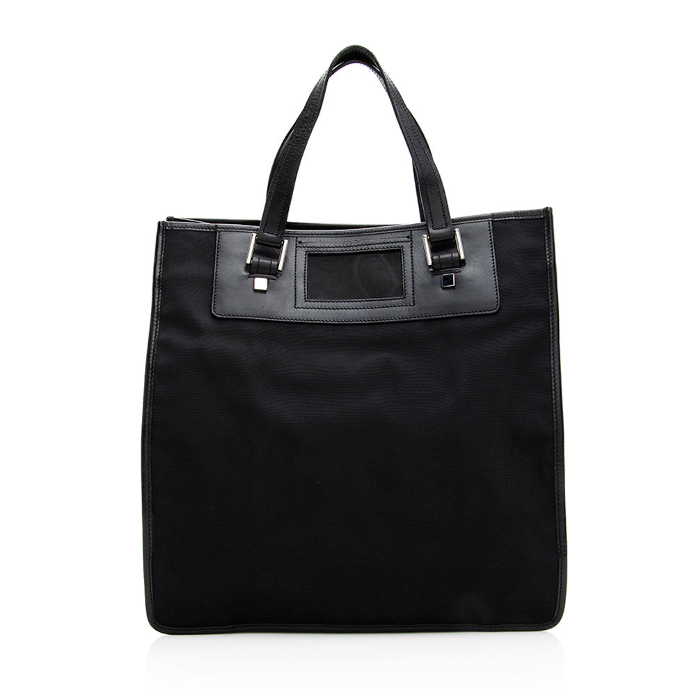 Gucci SHF Leather Nylon Black Tote Bag