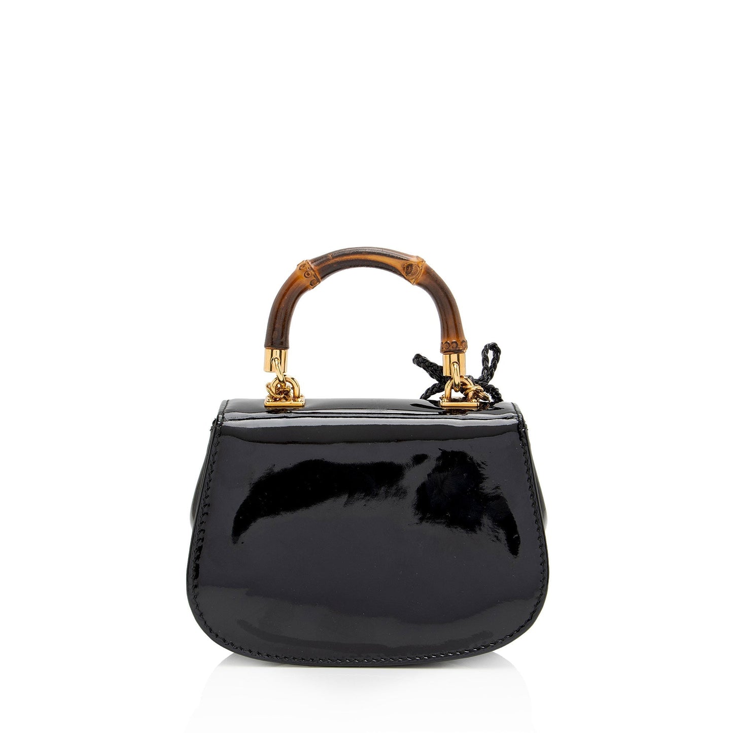 Gucci Bamboo Night Evening Leather Patent Black Crossbody Bag