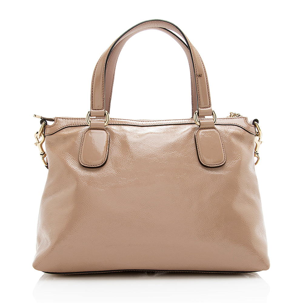 Gucci Soho Working SHF Leather Patent Beige Tote Bag
