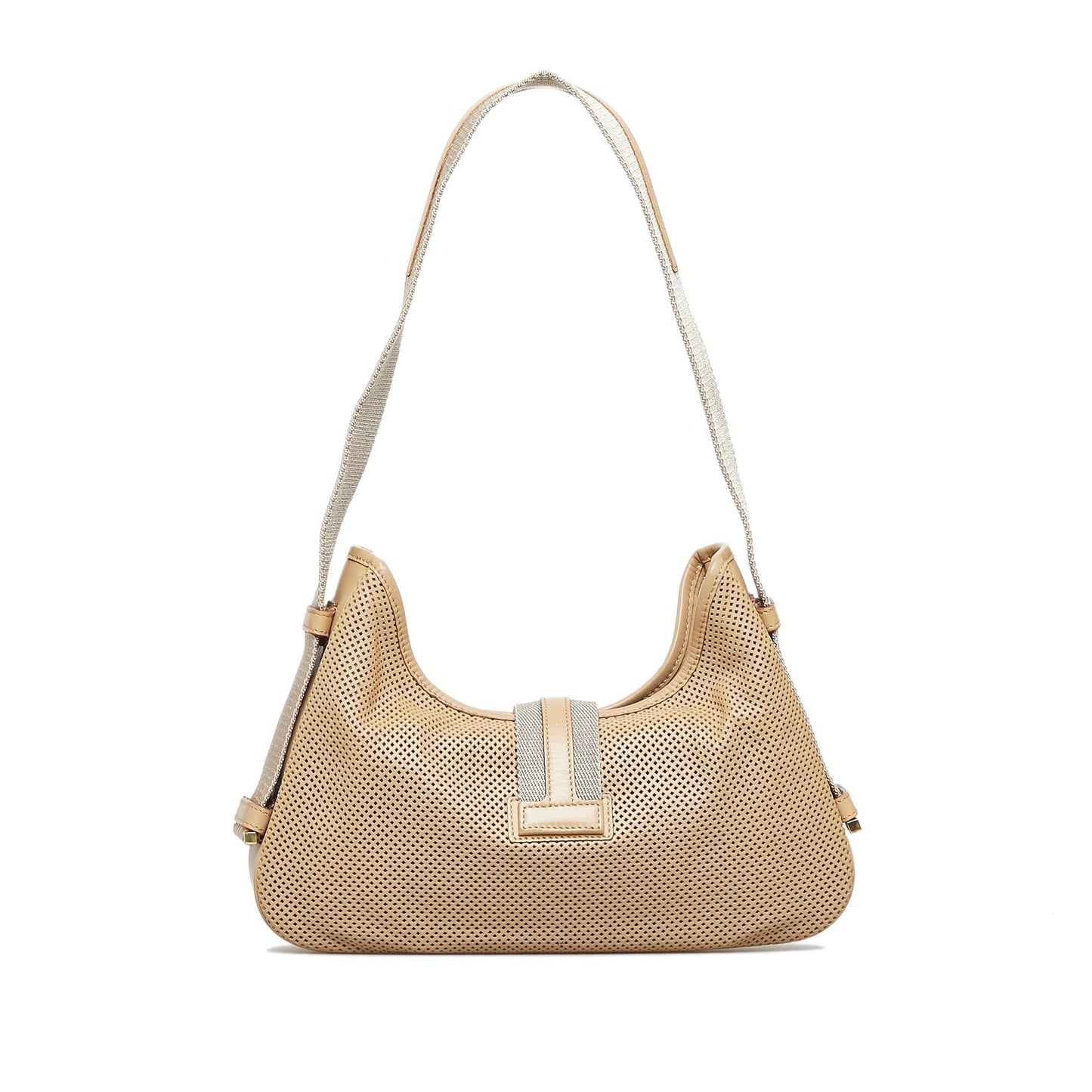 Gucci Perforated Jackie SHG-FHA5EO Canvas Brown Shoulder Bag