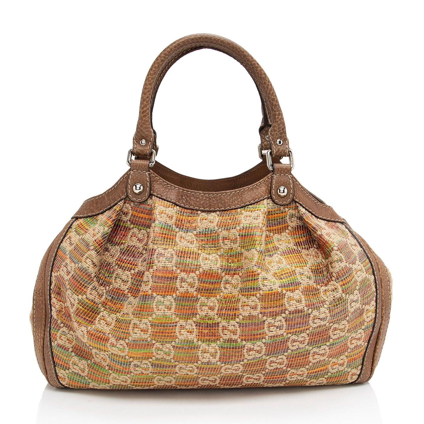 Gucci Sukey SHF-M16KcS Leather Raffia Brown Medium Tote Bag