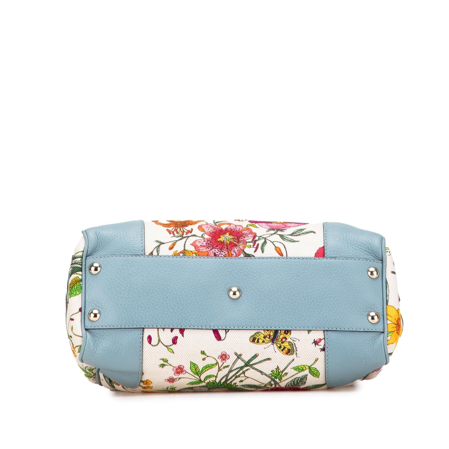 Gucci Flora Bamboo Shopper Canvas Small Tote Bag