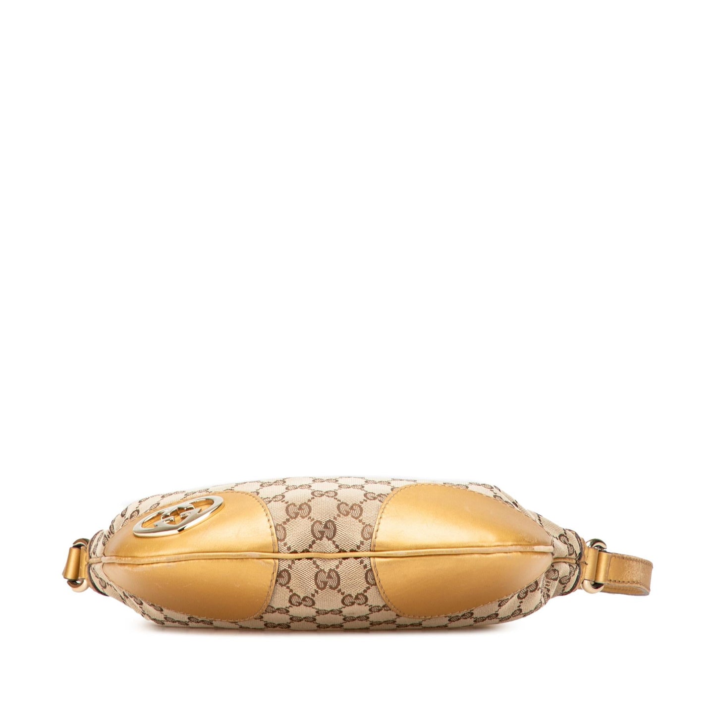 Gucci GG Lovely Heart Canvas Calf Brown Gold Crossbody Bag
