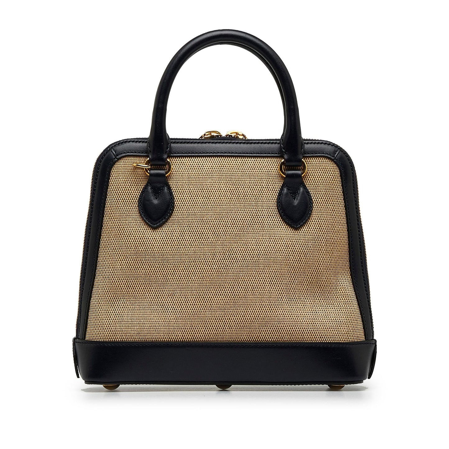 Gucci Horsebit Top Handle Canvas Calf Black Brown Satchel Bag Shg Dea5Pn