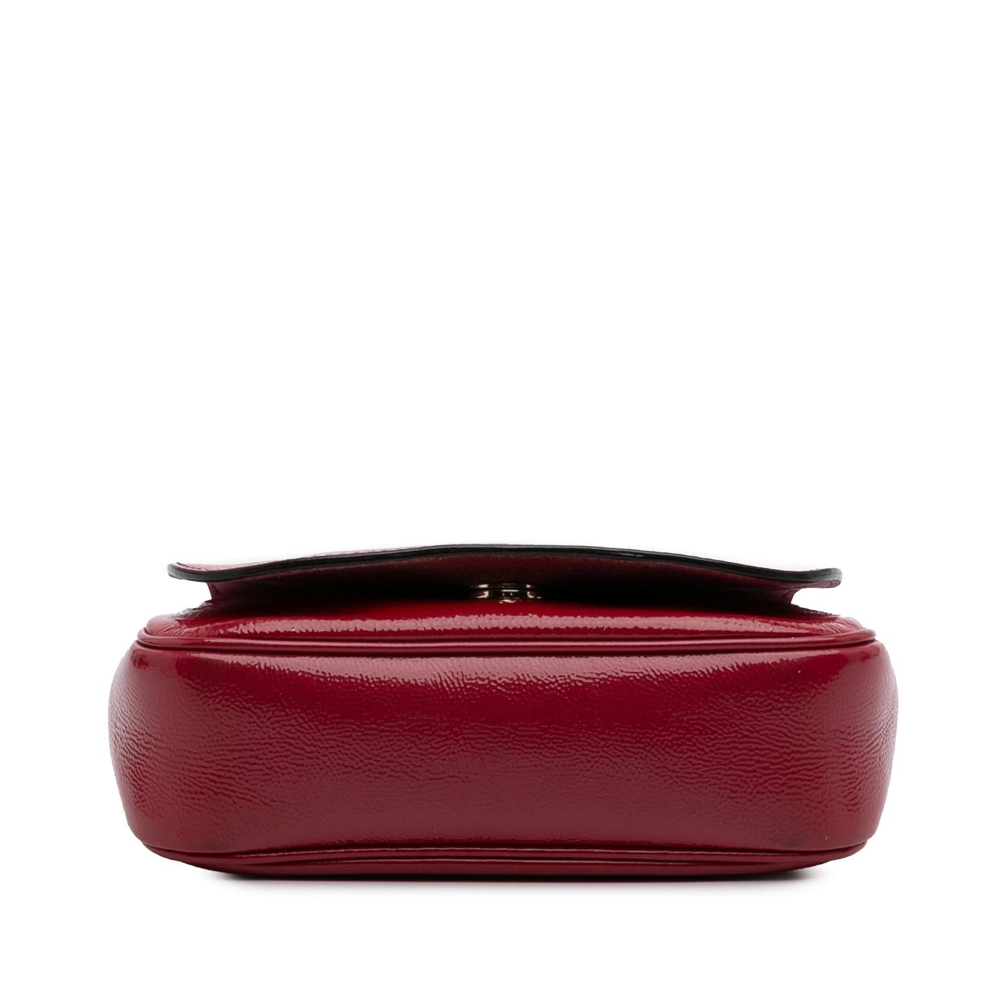 Gucci Soho Chain Flap Leather Patent Red Small Crossbody Bag