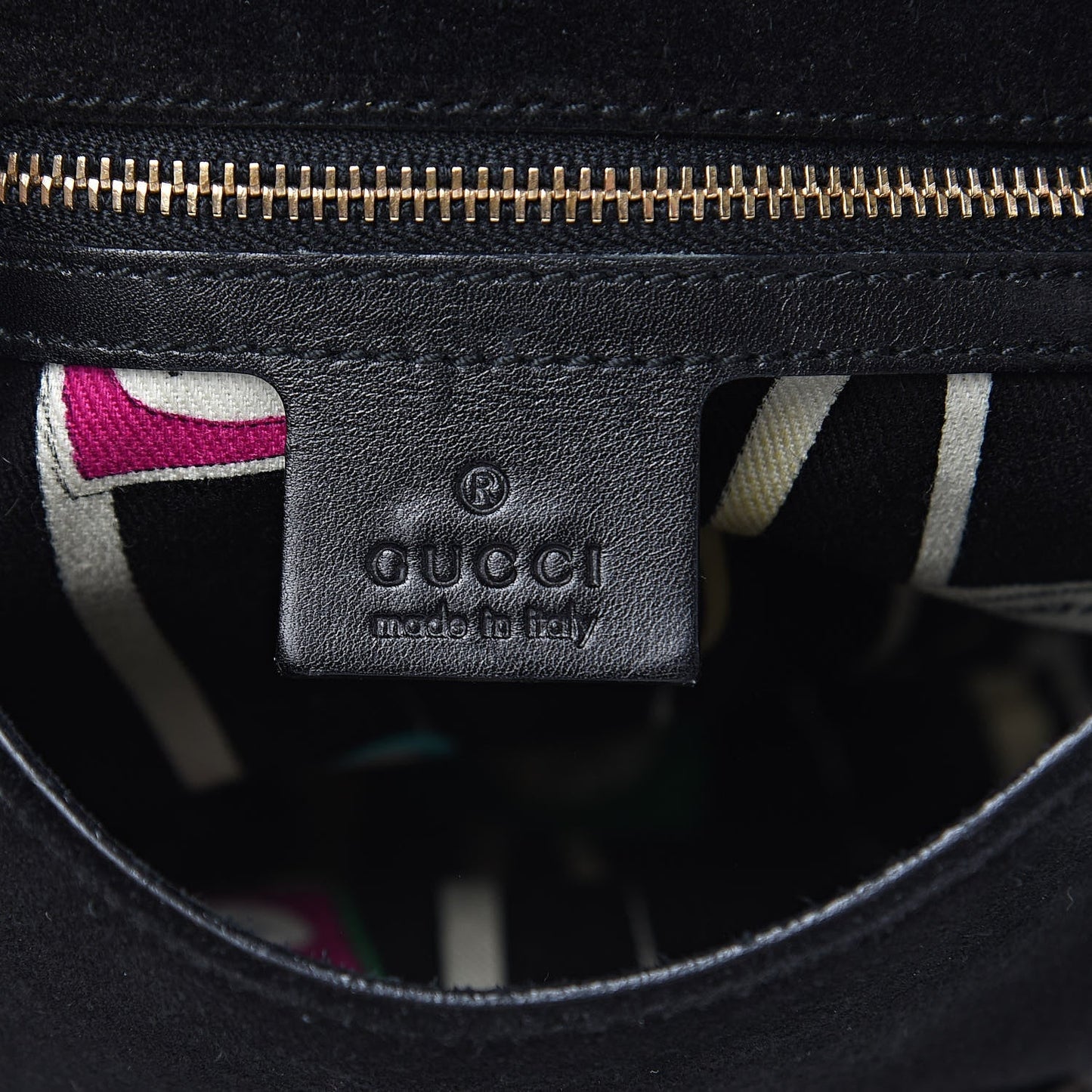 Gucci Wave Suede Black Flap Travel Bag