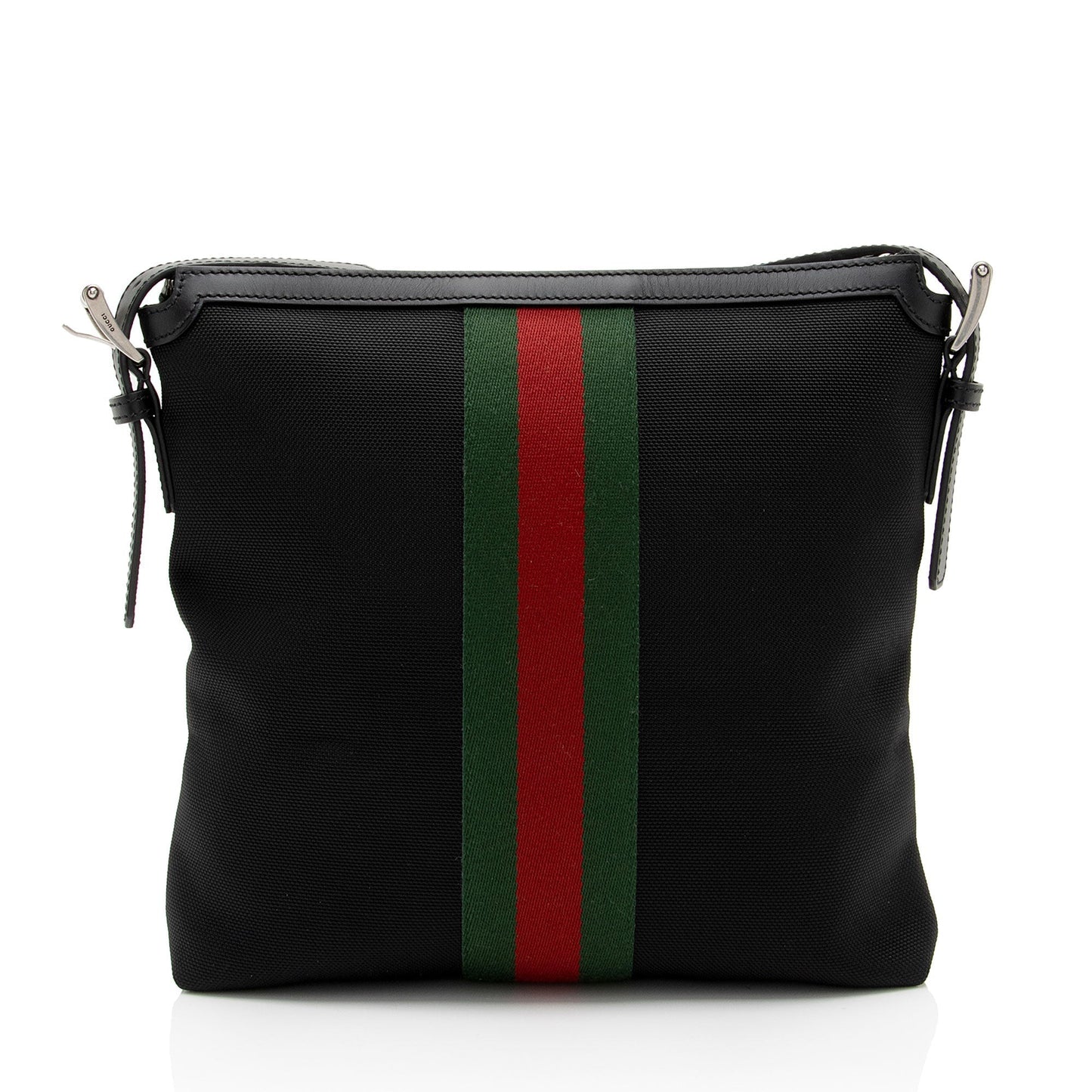 Gucci Techno Web Messenger SHF-hSj6G8 Leather Canvas Nylon Black Shoulder Bag
