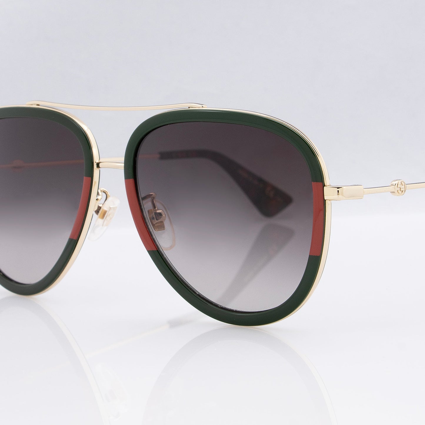 Gucci Web Aviator Sunglasses SHF Red Green Gold Accessory Sunglasses Shf