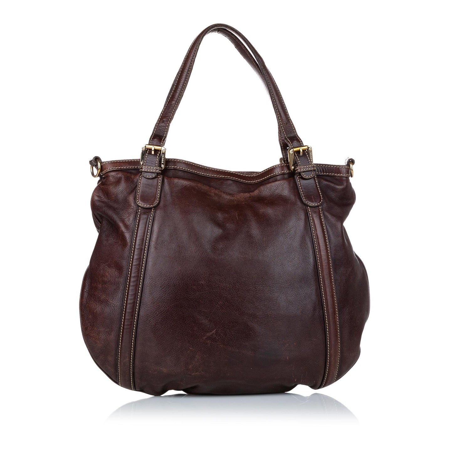 Gucci Web Britt SHG Leather Calf Brown Satchel Bag
