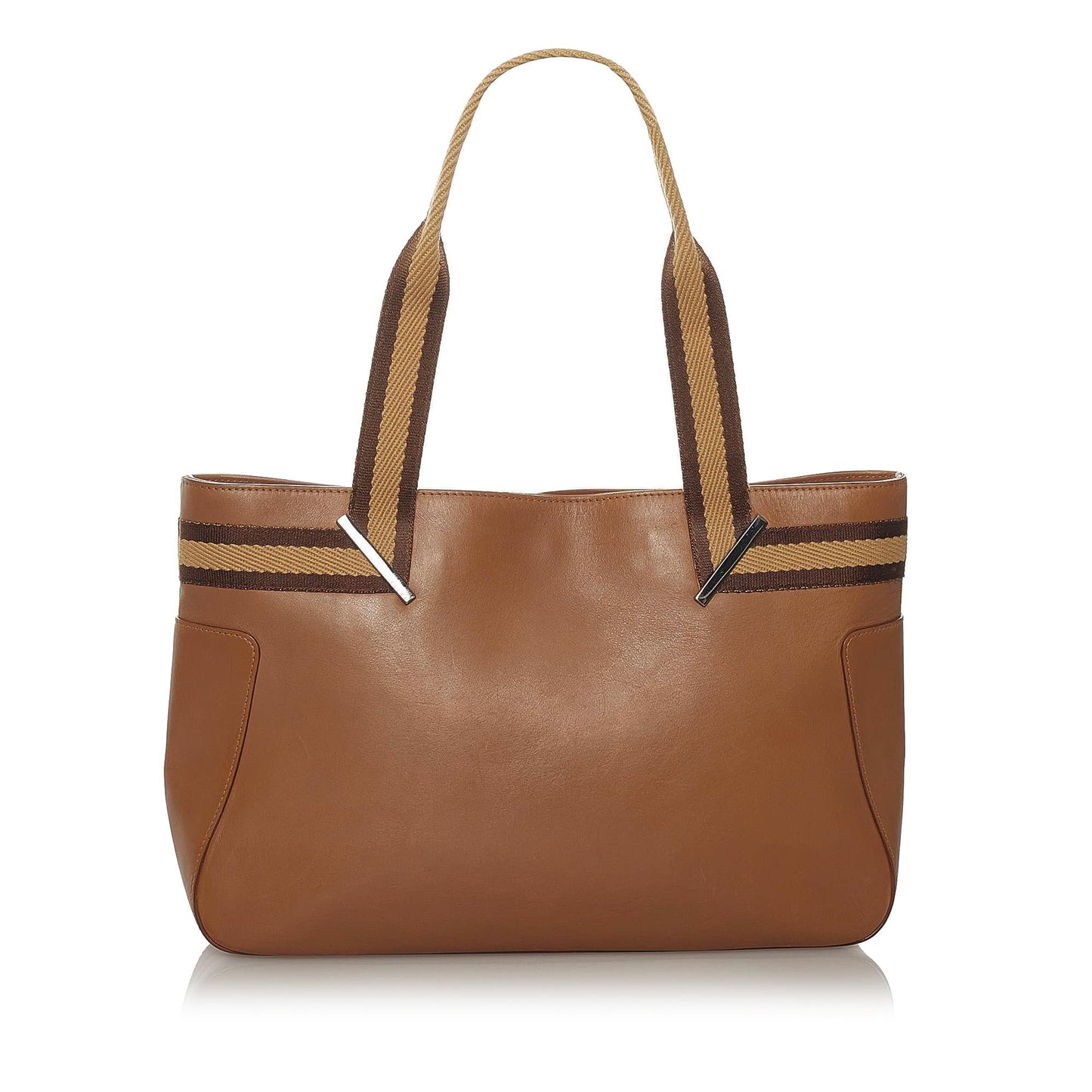 Gucci Web SHG Leather Calf Brown Tote Bag Bag Shg