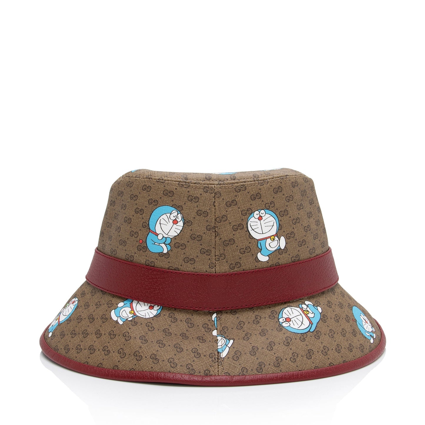 Gucci X Doraemon Micro GG Bucket Leather Canvas Brown Red Bucket Bag