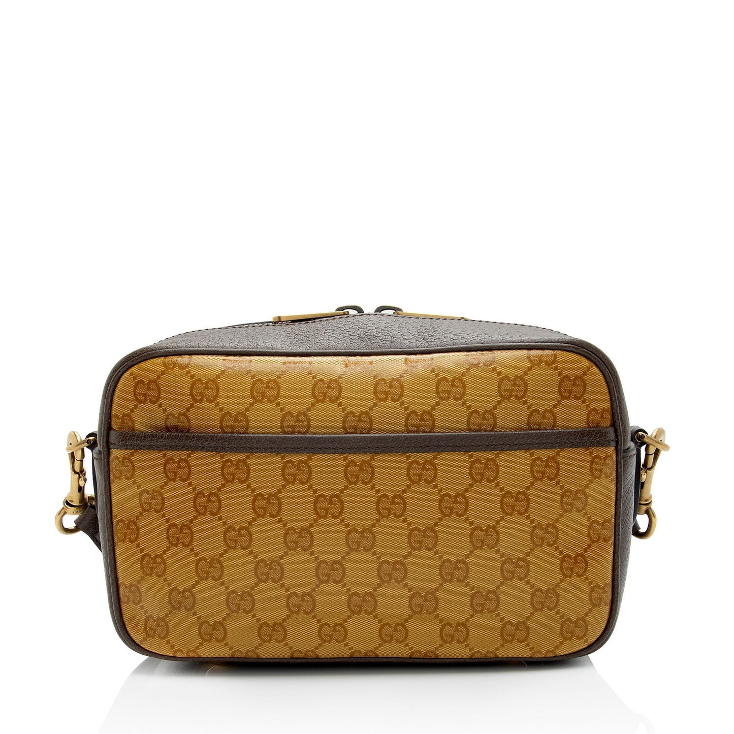 Gucci x Adidas GG Crystal Web Leather Canvas Nylon Brown Crossbody Bag