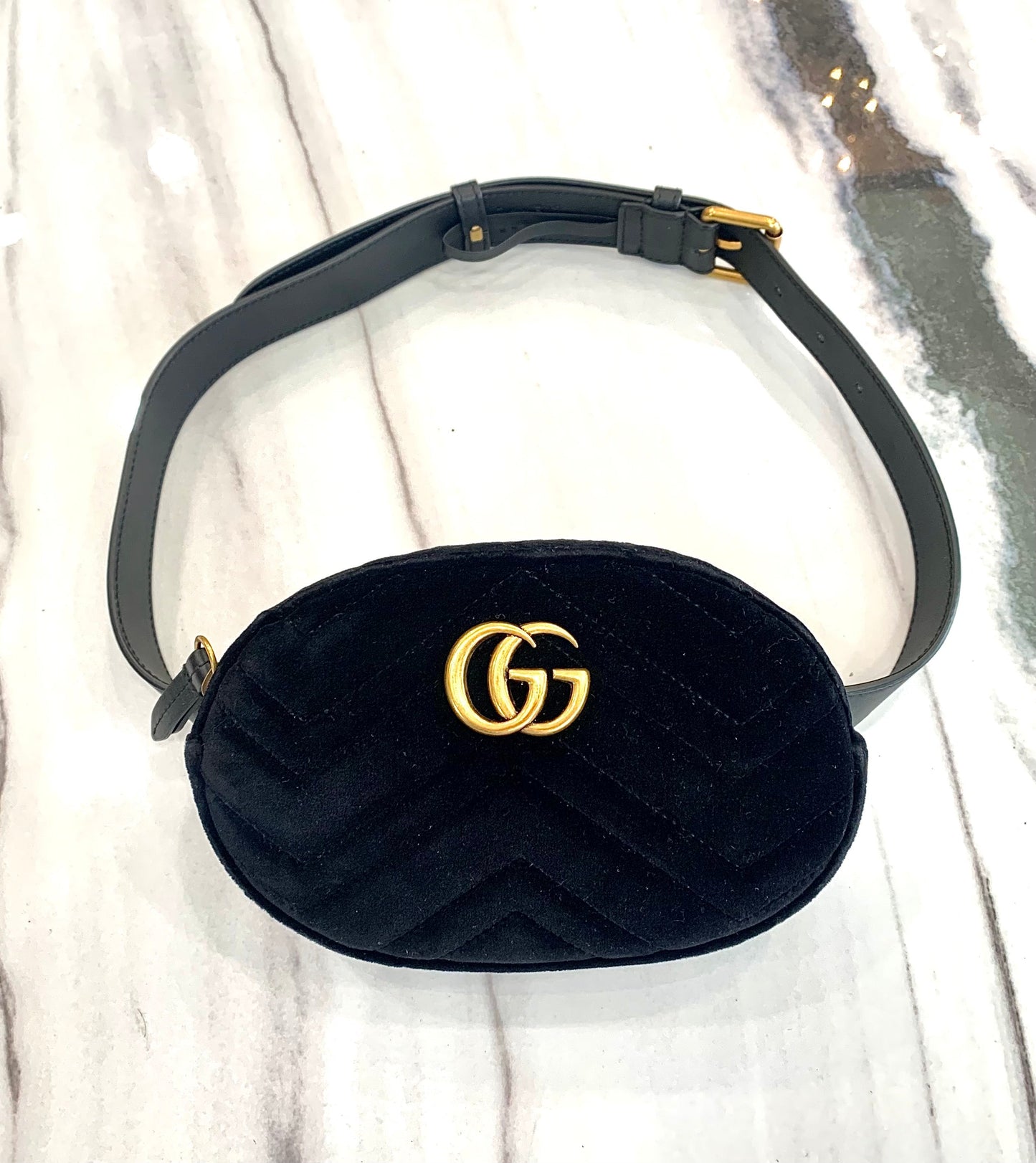 Gucci VELVET GG MARMONT Matelasse Belt
