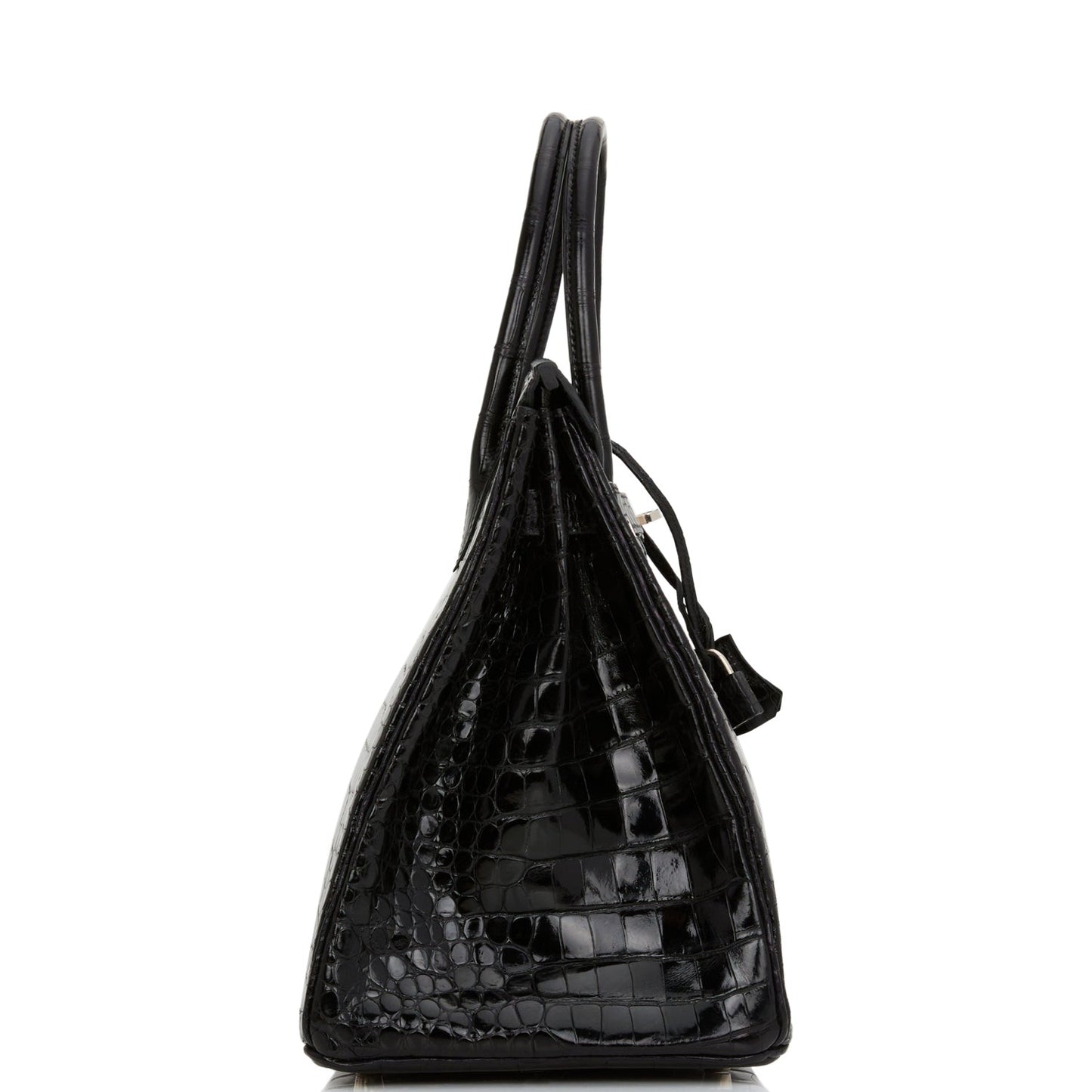 Hermes Birkin Shiny Porosus Crocodile Palladium Hardware Handbag Black Travel Bag Hardware 1