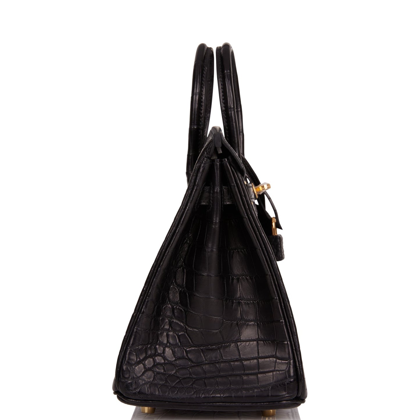 Hermes Birkin Matte Niloticus Crocodile Hardware Handbag Black Gold Travel Bag