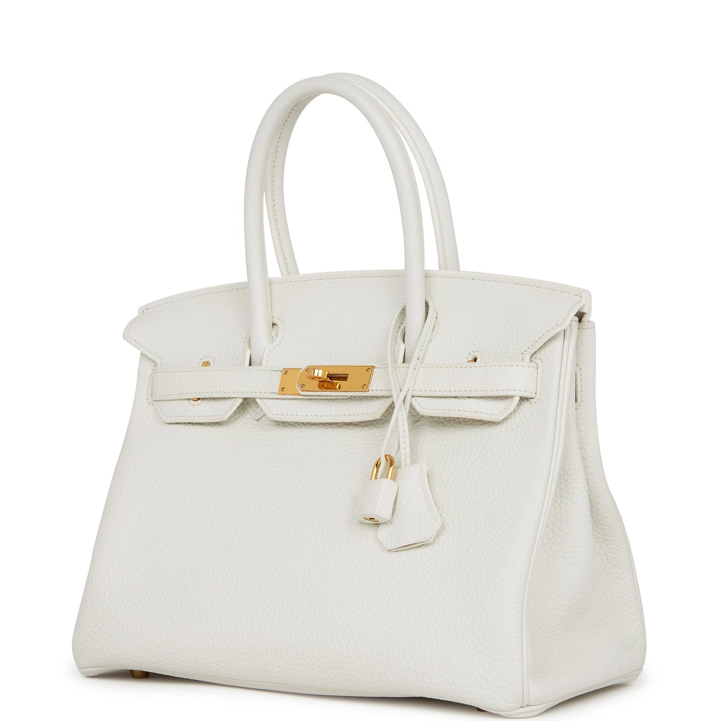 Hermes Birkin Clemence Hardware Handbag White Gold Travel Bag