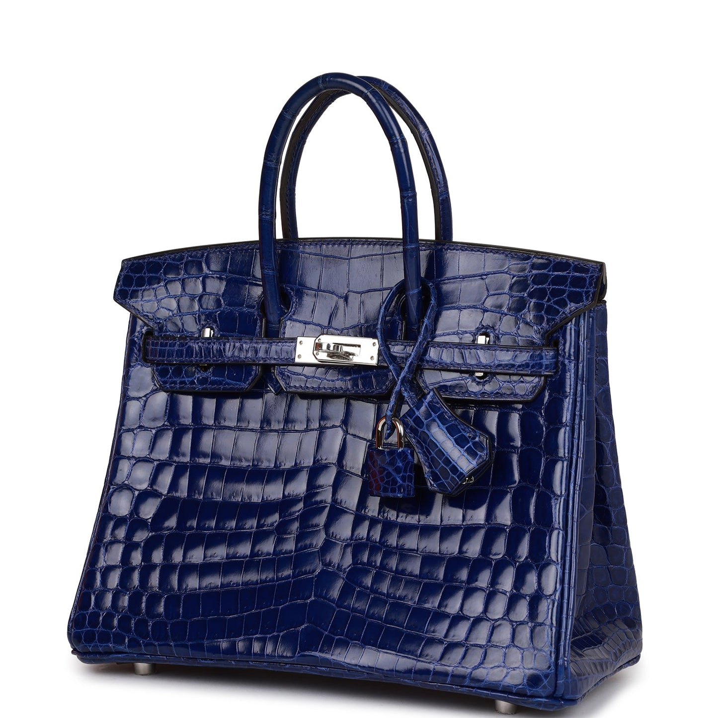 Hermes Birkin Bleu Electric Shiny Niloticus Crocodile Palladium Travel Bag