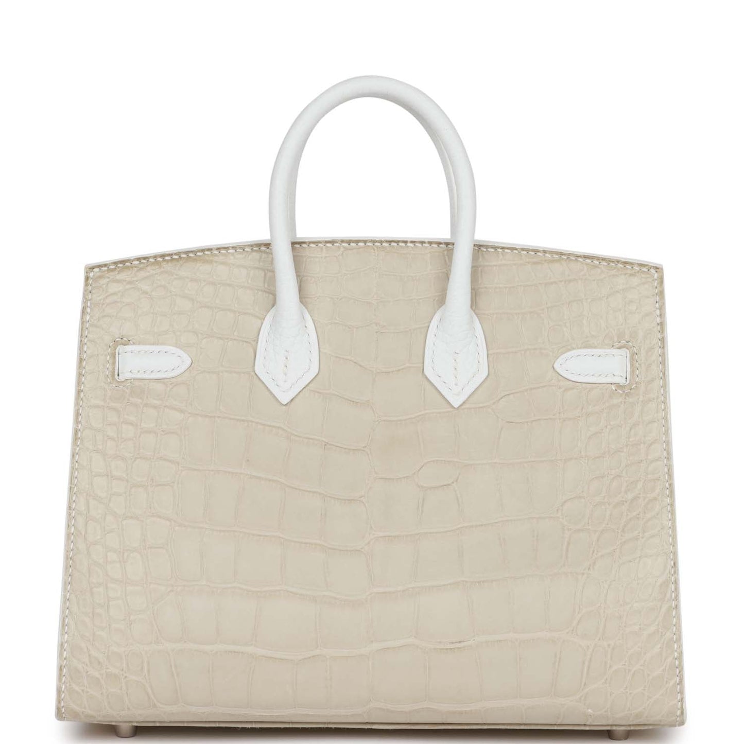 Hermes Luxury Sac Faubourg Birkin Matte Alligator Palladium White Travel Bag