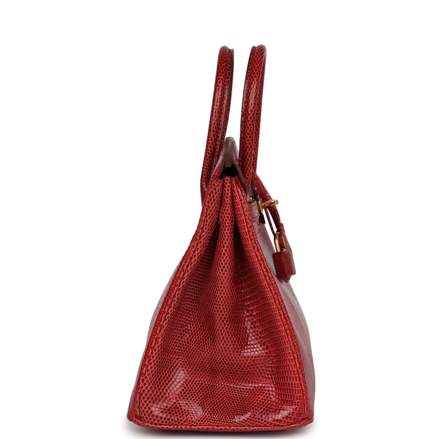 Hermes Birkin Rouge Moyen Salvator Lizard Hardware Handbag Gold Travel Bag