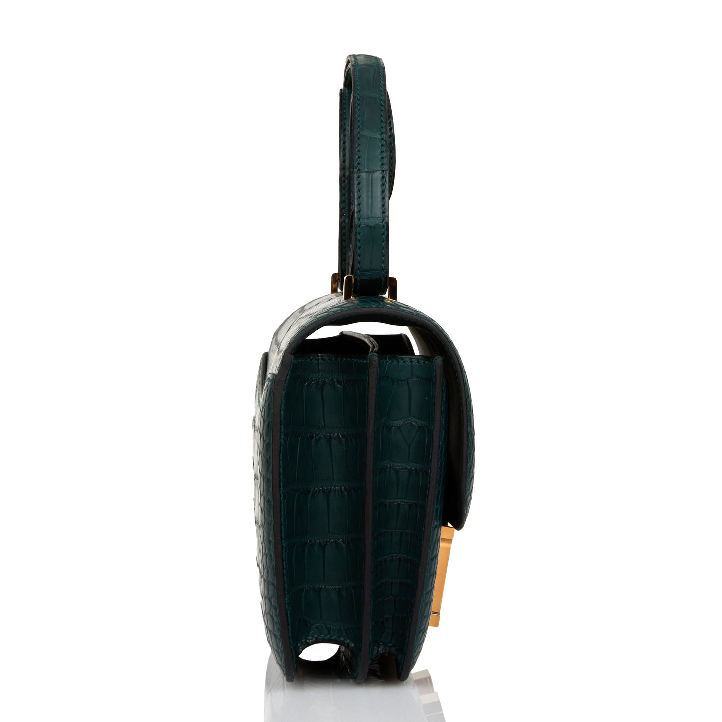 Hermes Constance Vert Cypress Matte Alligator Hardware Handbag Gold Travel Bag
