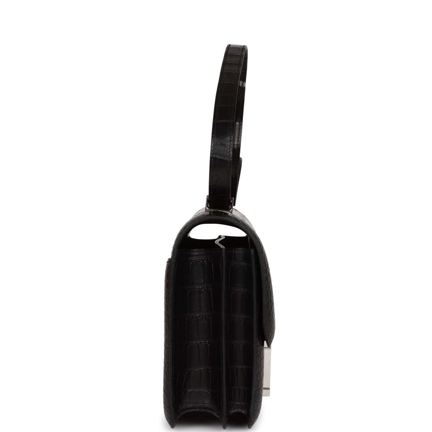 Hermes Constance Matte Alligator And Ombre Lizard Marquette Palladium Black Travel Bag
