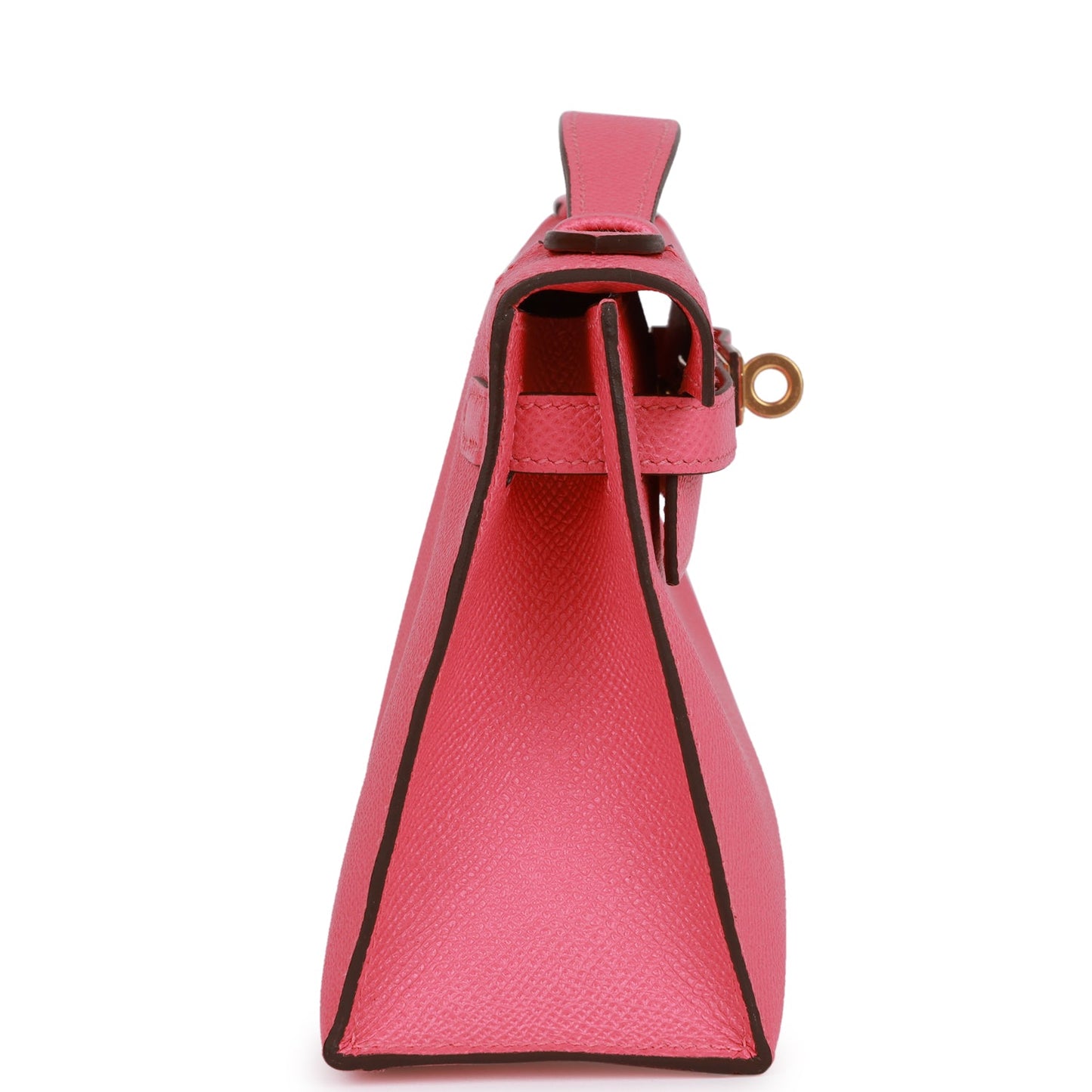 Hermes Kelly Pochette Rose Azalee Epsom Hardware Clutch Bag Gold