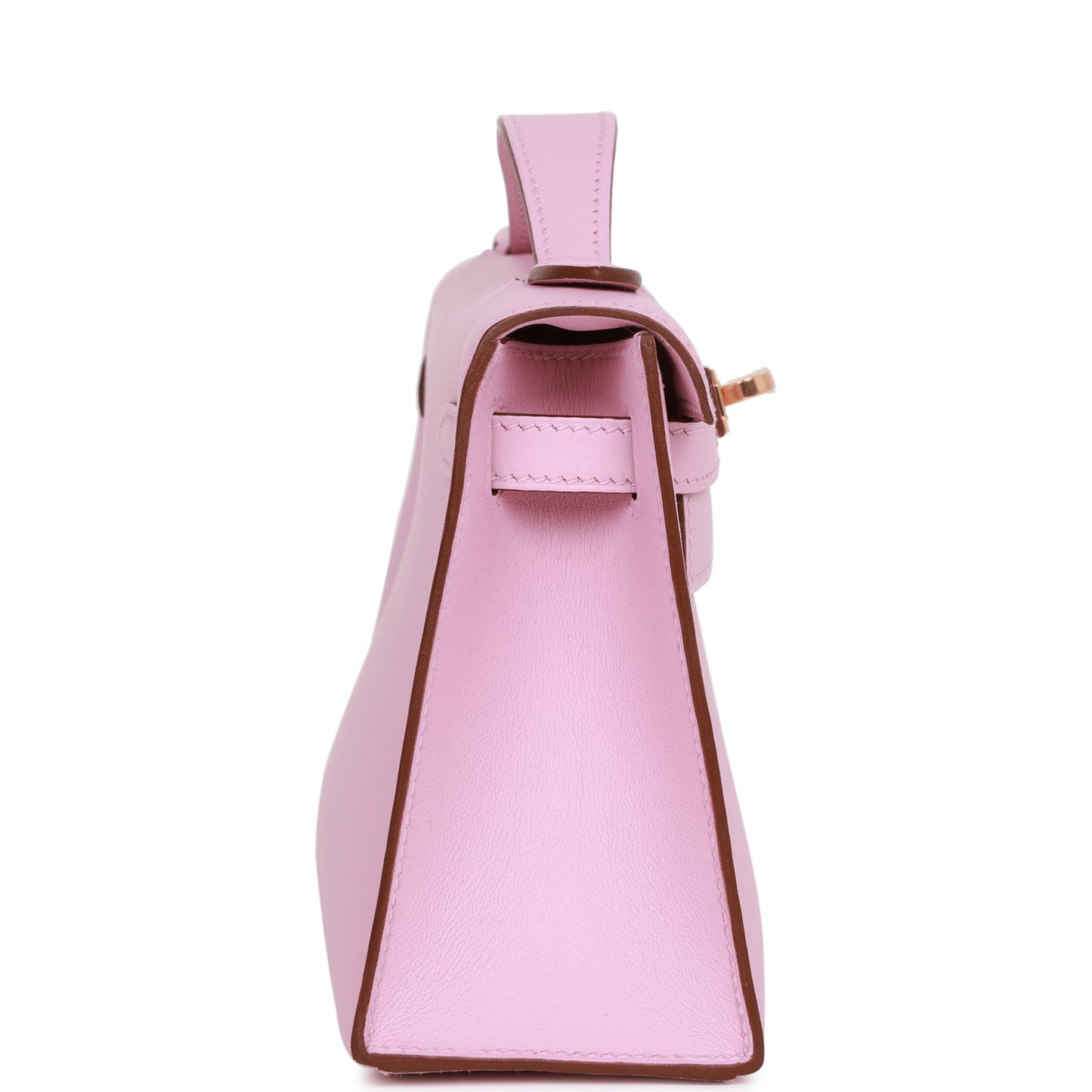 Hermes Kelly Pochette Mauve Sylvestre Swift Rose Hardware Gold Travel Bag