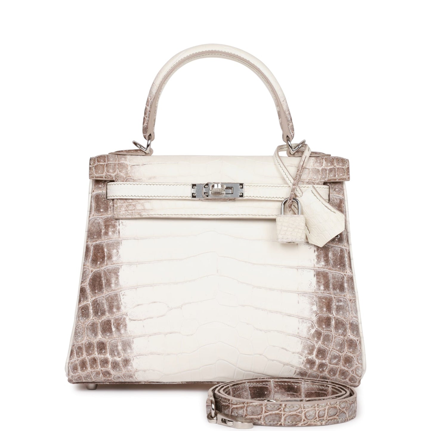 Hermes Kelly Retourne Himalaya Niloticus Crocodile Palladium Hardware Handbag Travel Bag