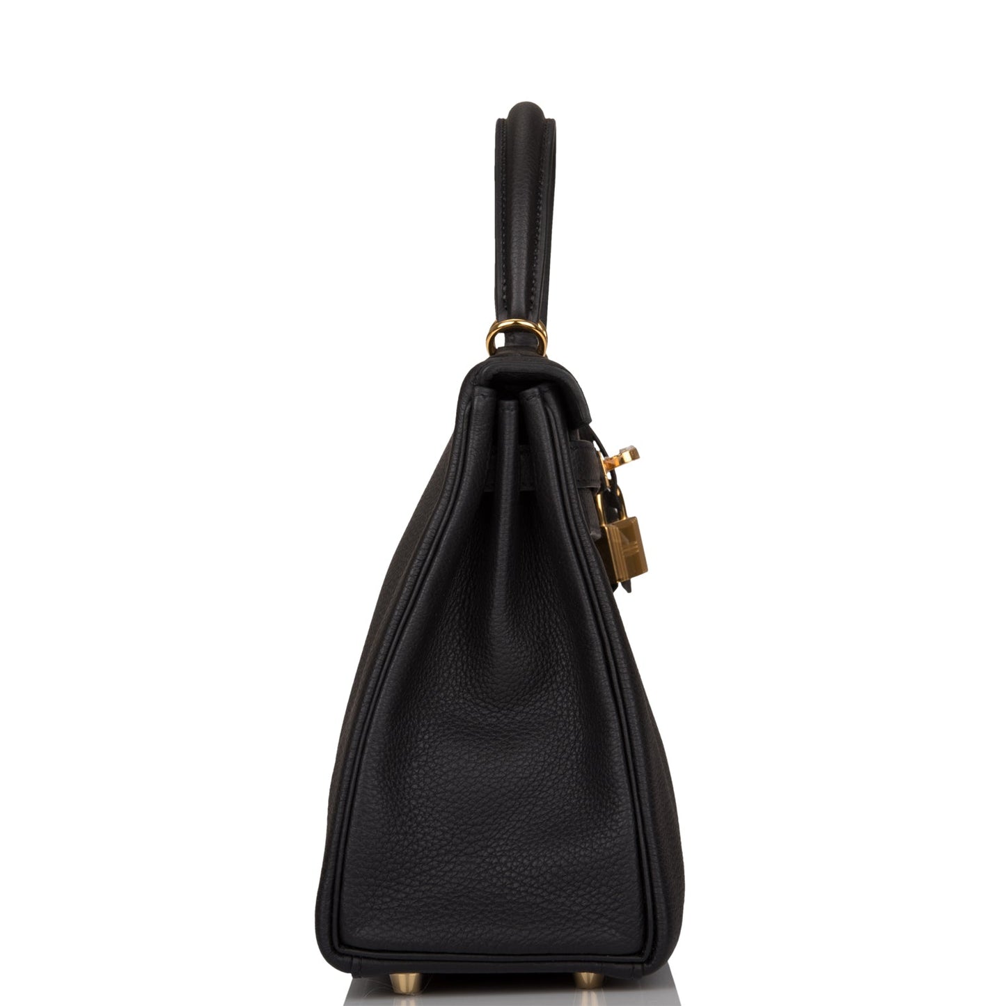 Hermes Kelly Retourne Togo Hardware Handbag Black Gold Travel Bag 13
