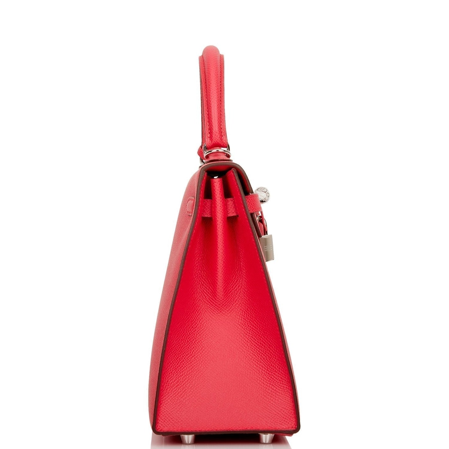 Hermes Kelly Sellier Rose Extreme Epsom Palladium Hardware Shoulder Bag