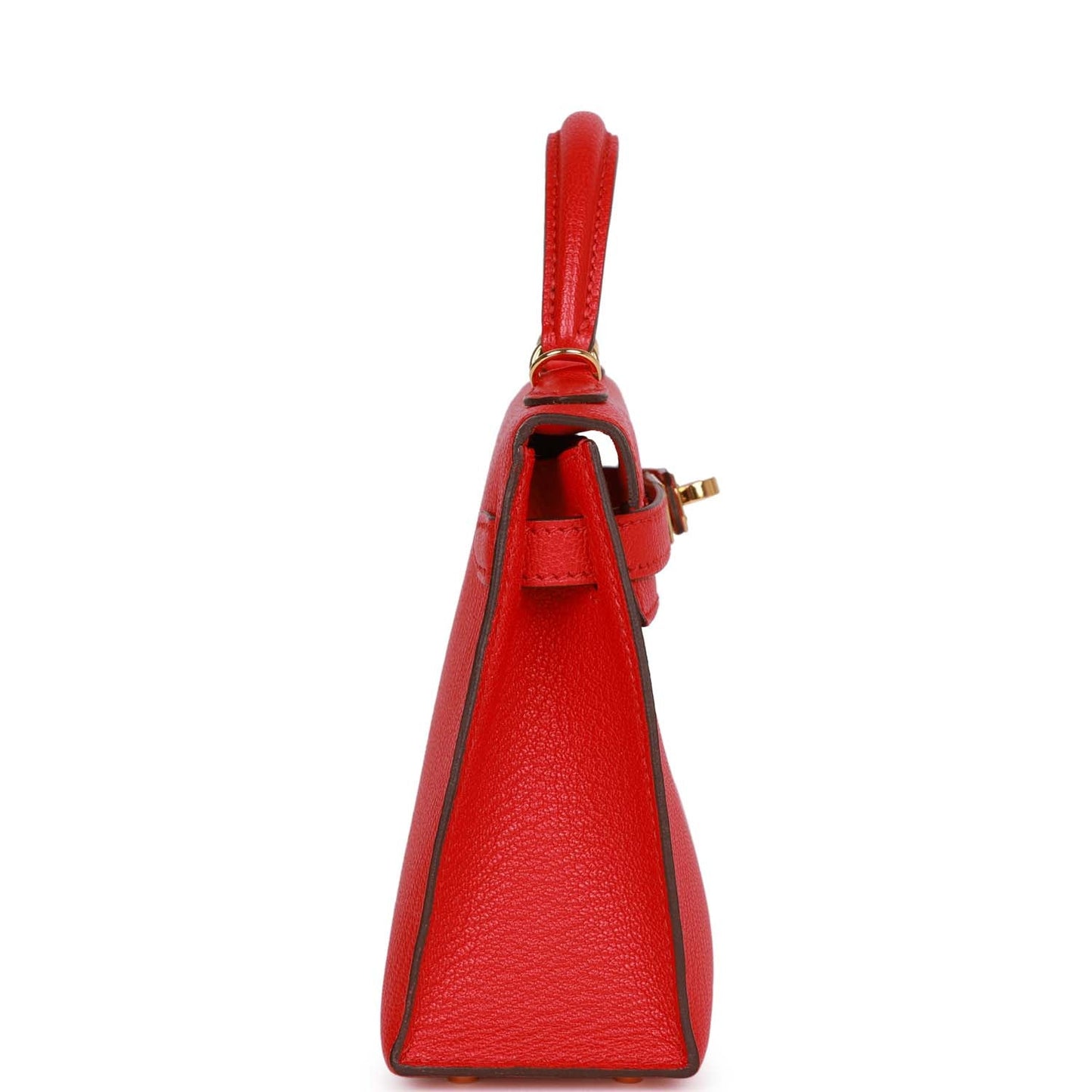 Hermes Kelly Rouge De Coeur Chevre Mysore Hardware Handbag Gold Travel Bag
