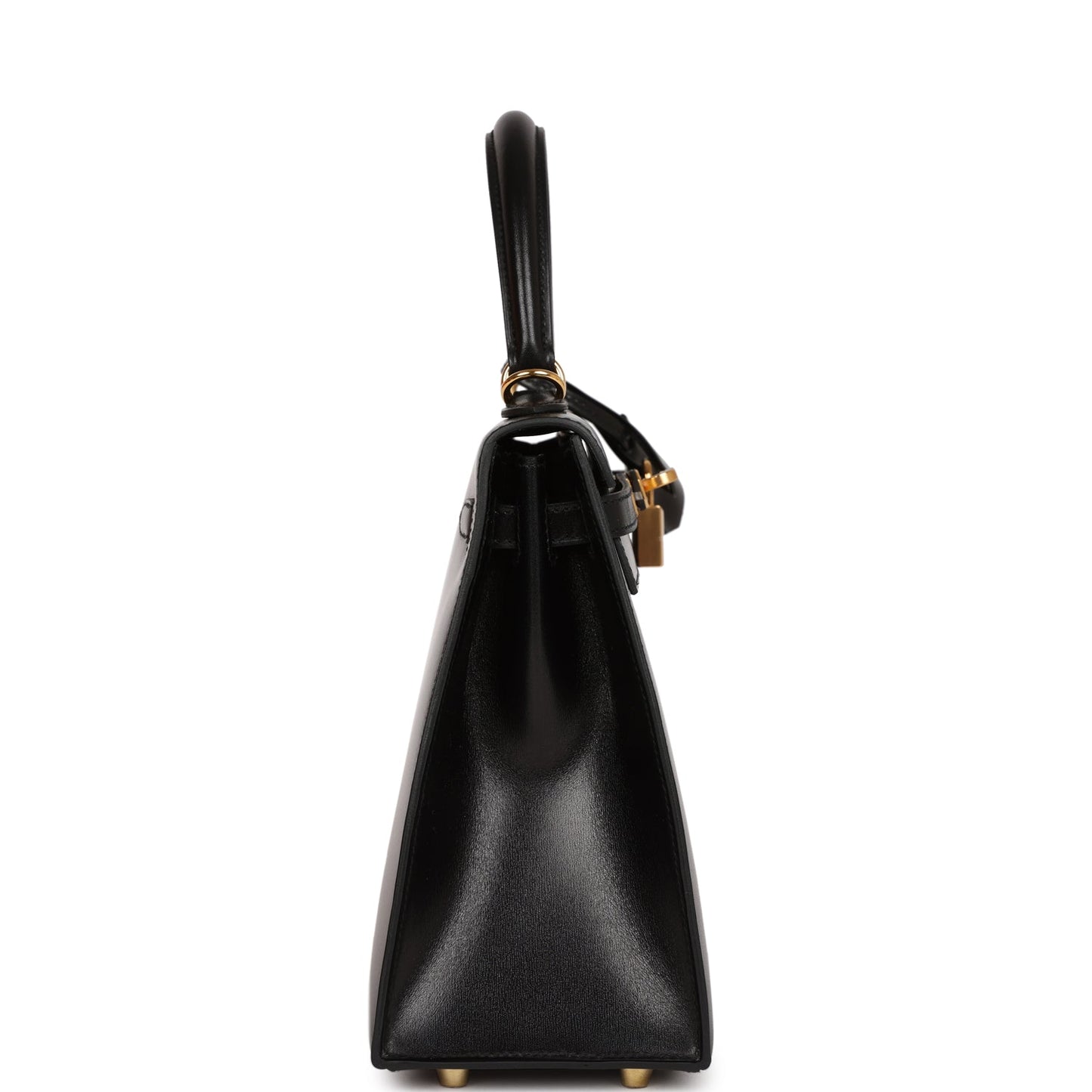 Hermes Kelly Sellier Box Hardware Handbag Black Gold Travel Bag 6