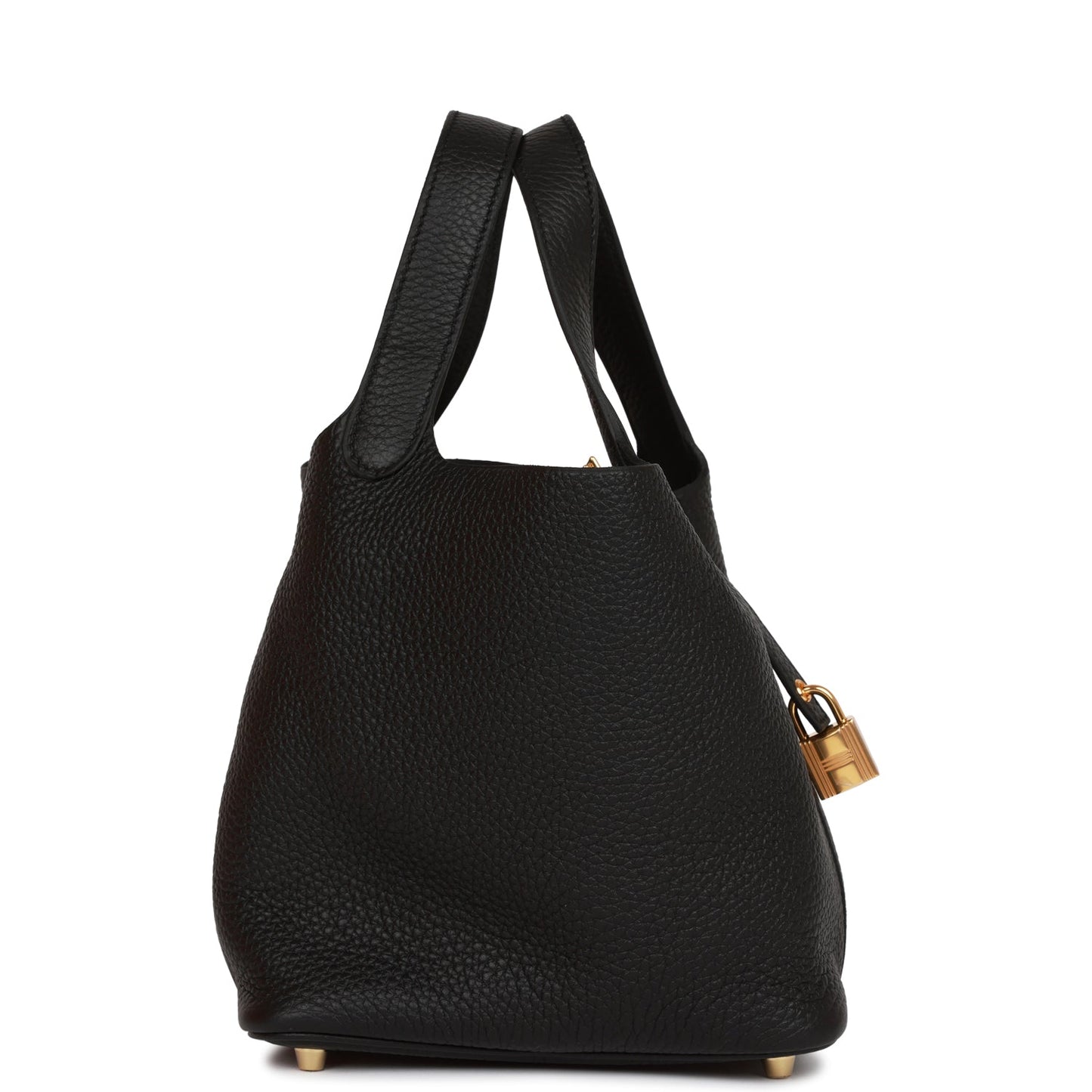 Hermes Picotin Lock Clemence Hardware Handbag Black Gold Travel Bag