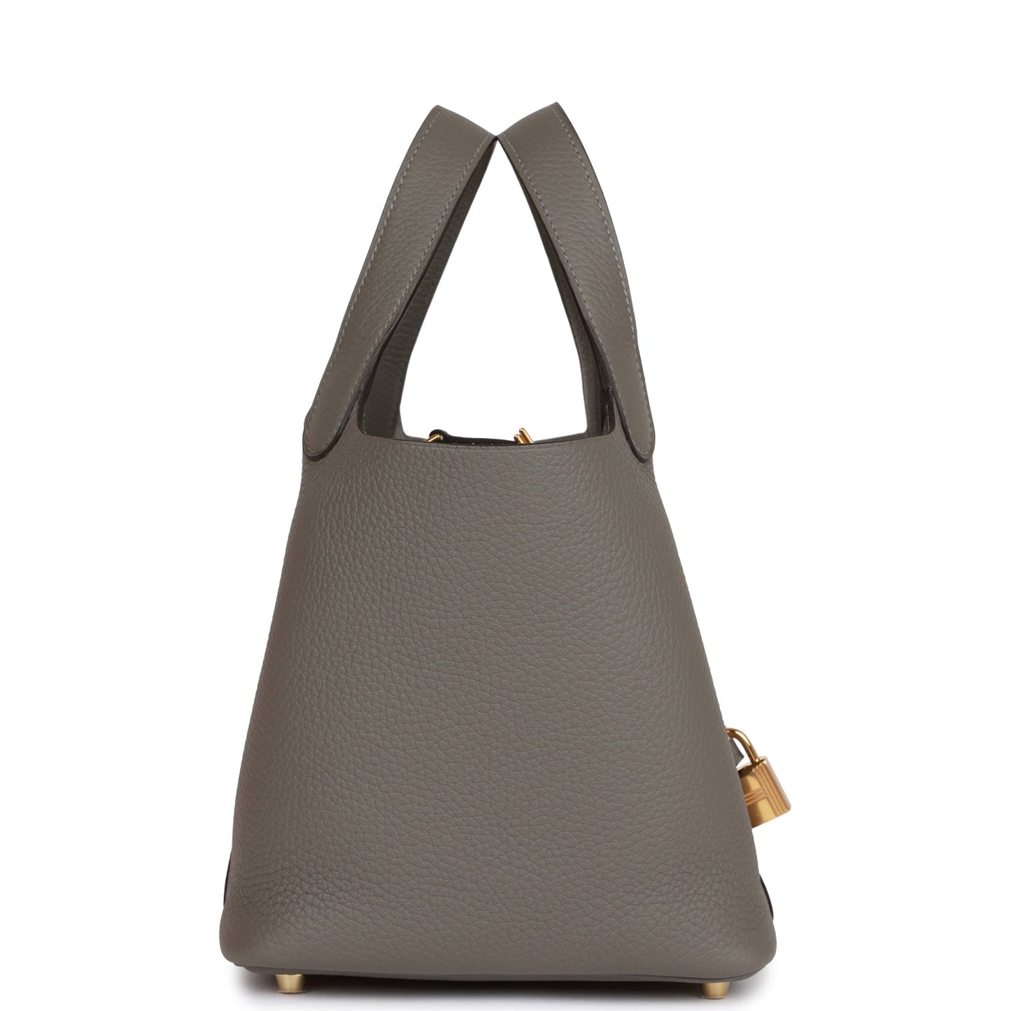 Hermes Picotin Lock Gris Meyer Clemence Hardware Handbag Gold Travel Bag