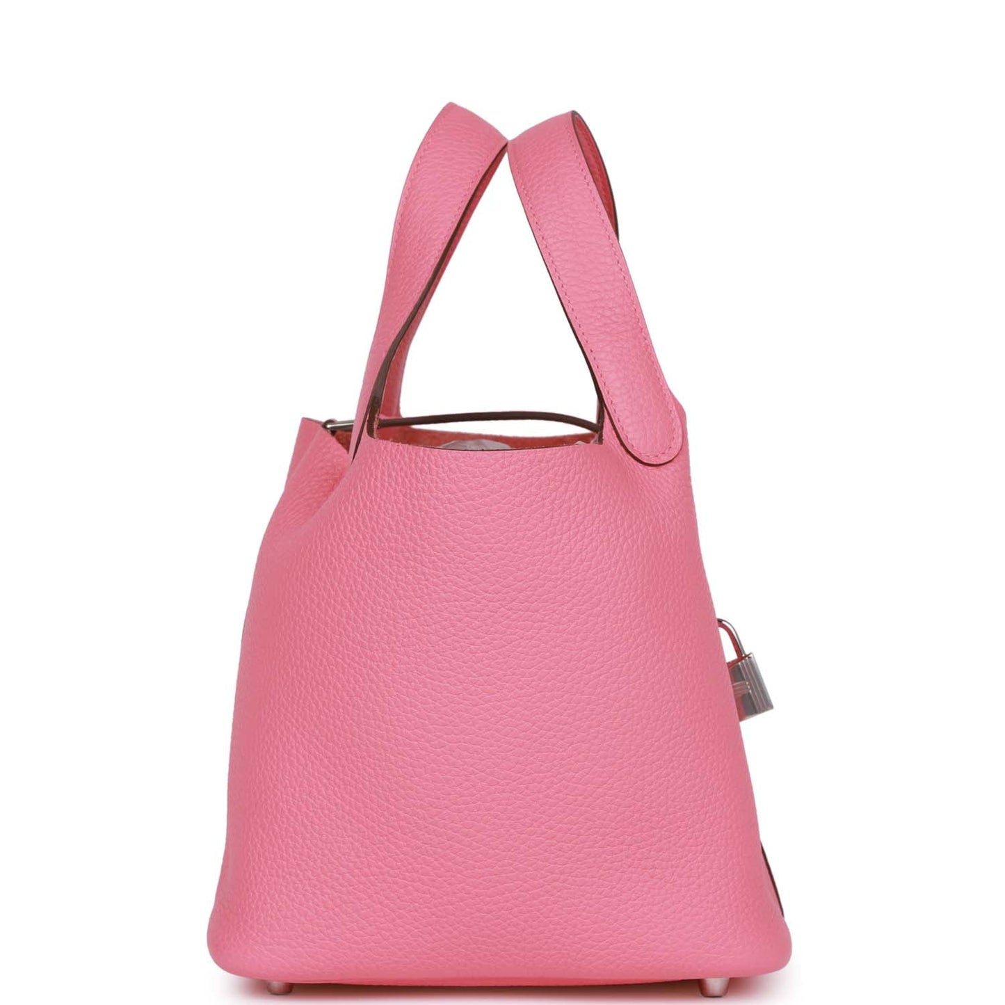 Hermes Picotin Rose Azalee Clemence Palladium Hardware Handbag Travel Bag