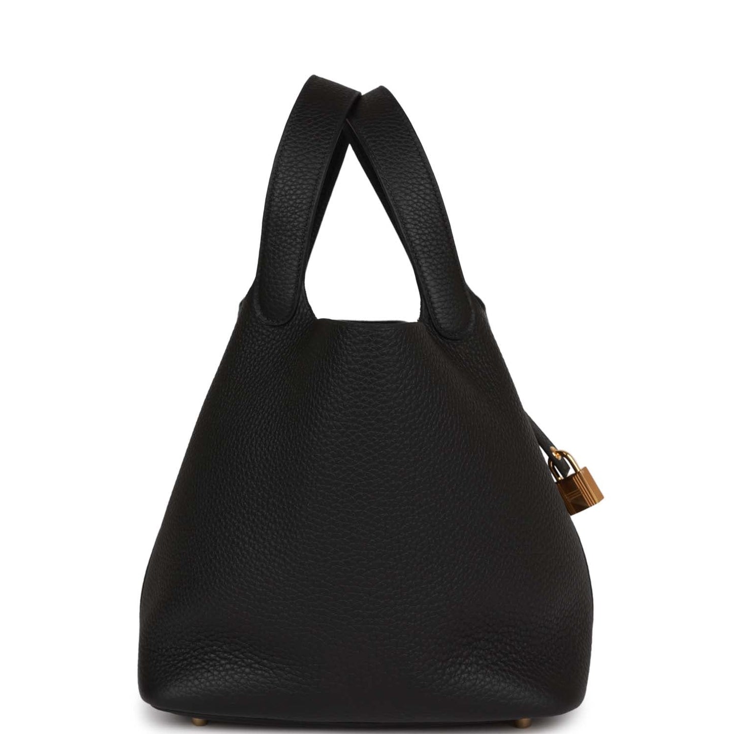 Hermes Picotin Lock Clemence Hardware Handbag Black Gold Travel Bag 8