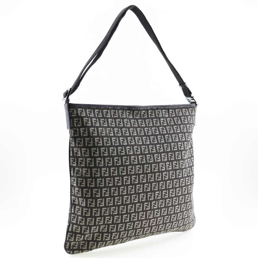 Fendi Shoulder Bag Zucchino One Belt Women Canvas Brown